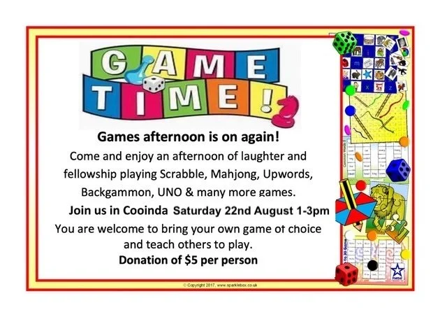 Upcoming Games afternoon