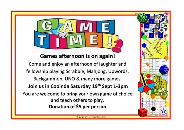 Next Games afternoon - 19th of September at 1pm