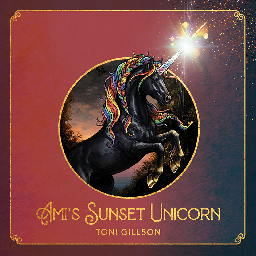 book cover artwork for Ami's Sunset Unicorn