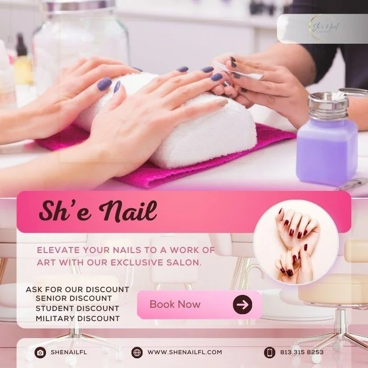 Did you know about our special discounts? 

#specialdiscount #promo #nailart #gelnail #naildesign #nailarts #valricofl #brandonfl #tampabay #acrylicnail