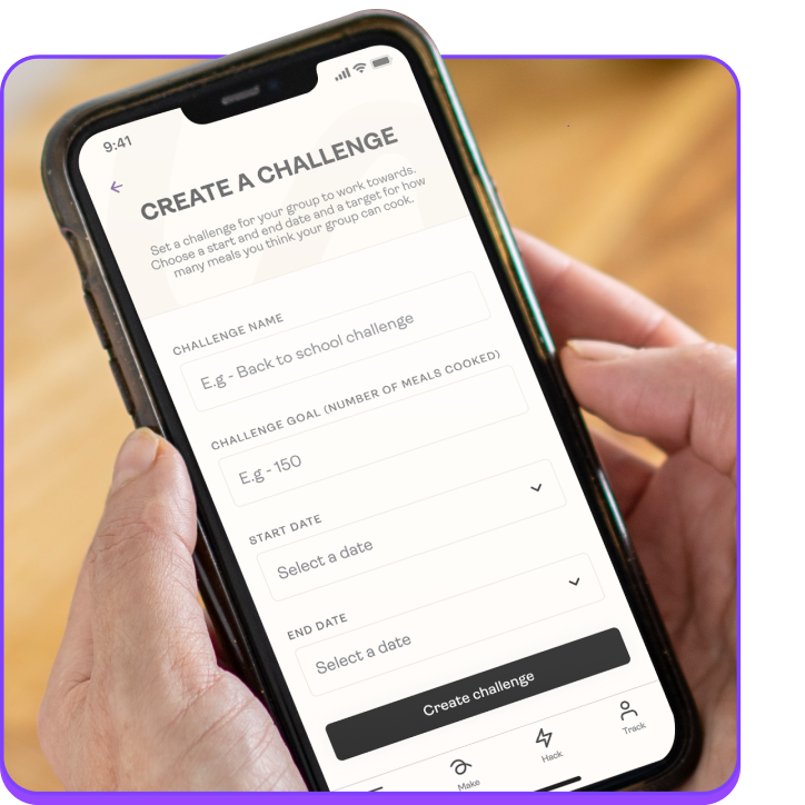 Hands holding an iPhone creating a community group in the Saveful app