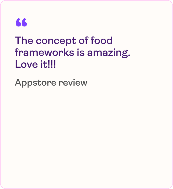 The concept of food frameworks is amazing. 
Love it!!!