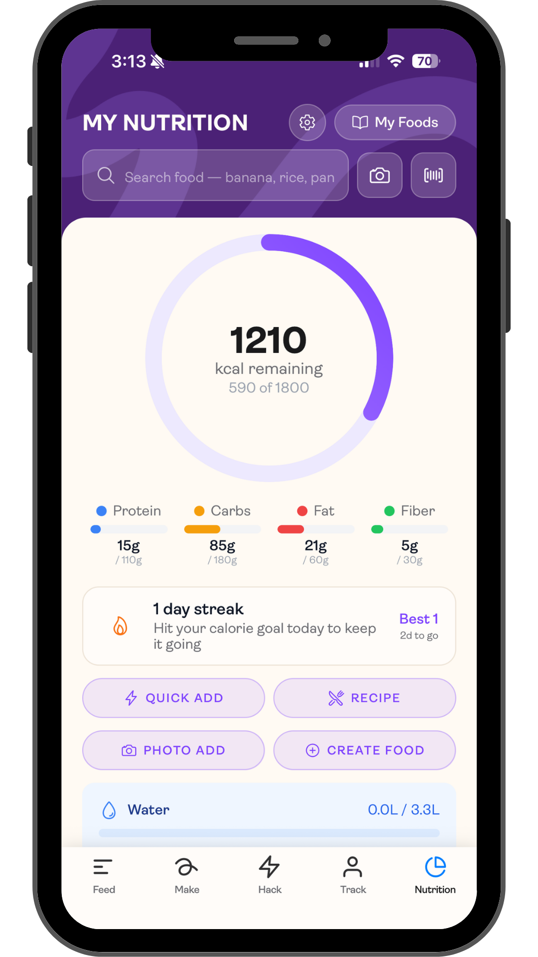Saveful My Nutrition screen image