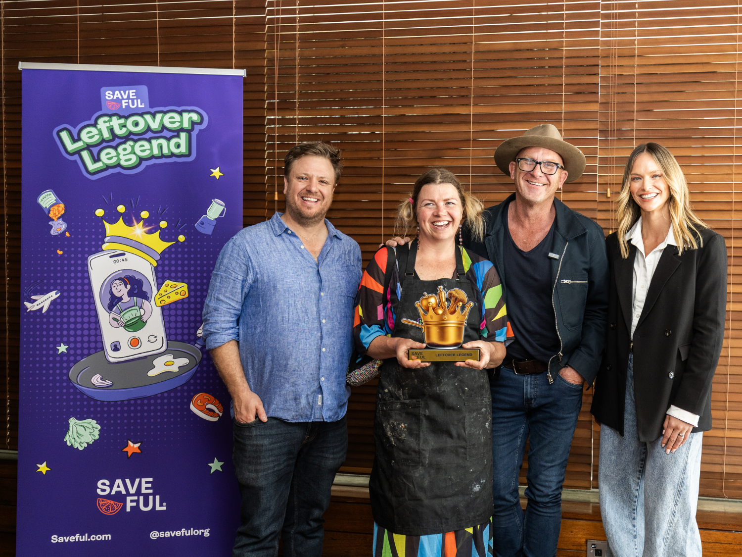Saveful Leftover Legend winner Amy Edwards with judges Matt Moran Michael Weldon Jacqueline Alwill landcsape.png