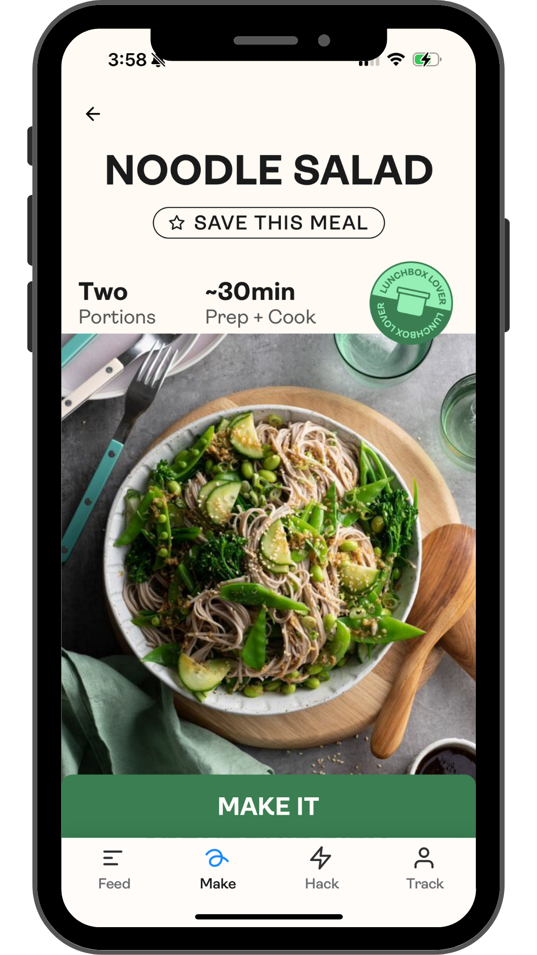 Saveful iphone Noodle salad screen image