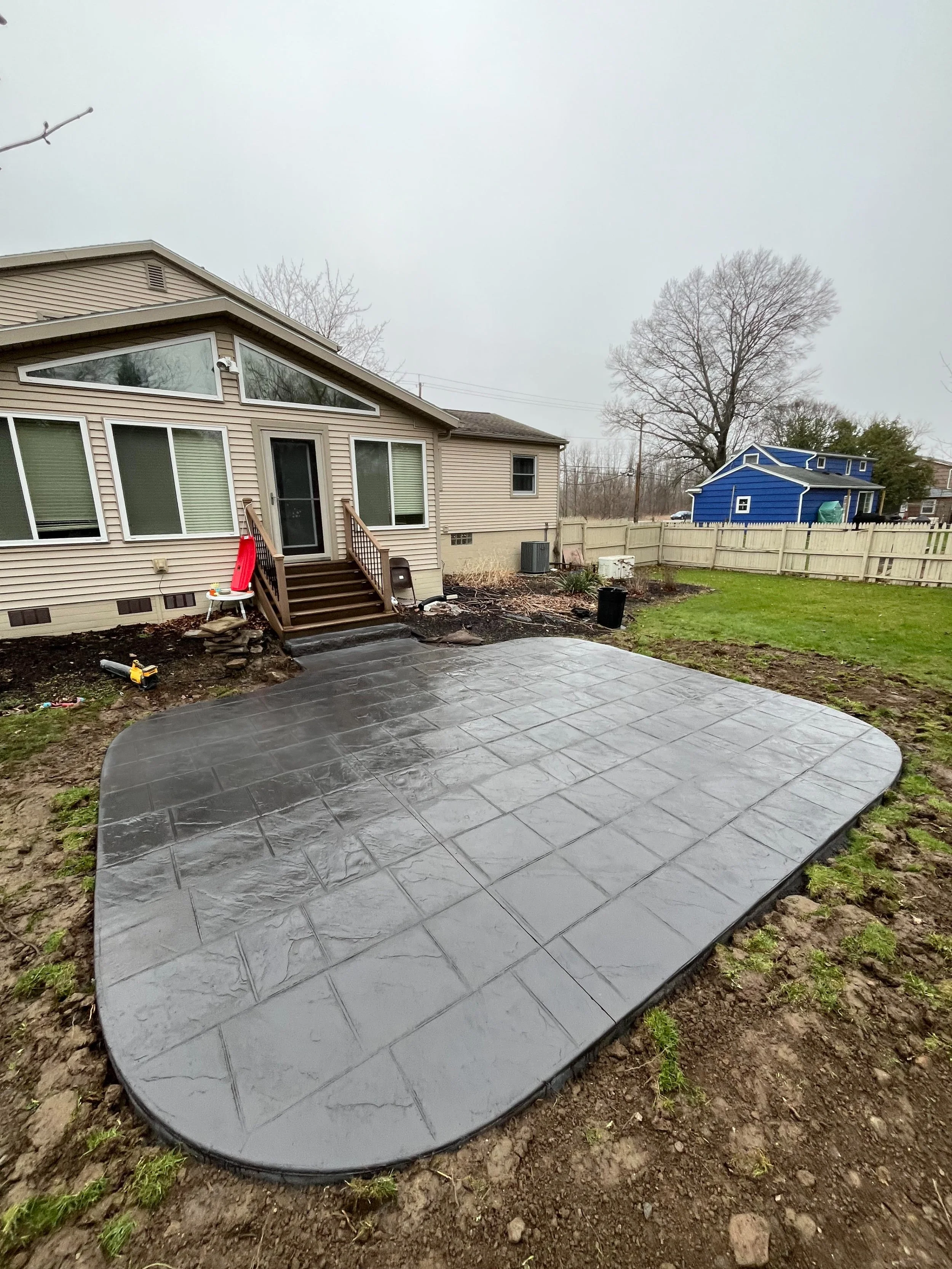 Black stamped patio in Rochester, NY