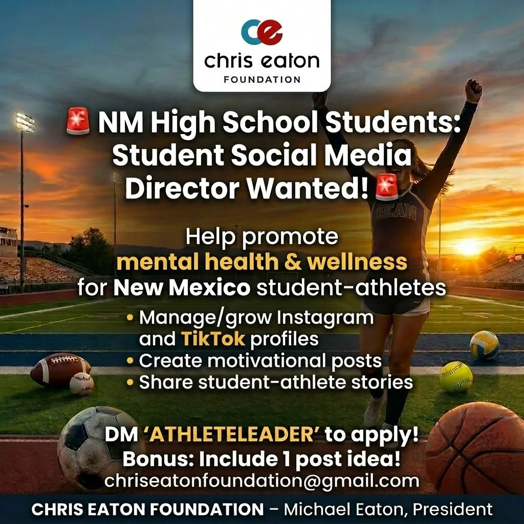 🚨 **High School Students in New Mexico &mdash; Leadership Opportunity** 🚨

The Chris Eaton Foundation is looking for a **Student Social Media Director** to help lead our Instagram, TikTok, and digital presence.

Our mission is simple:
Help high sch