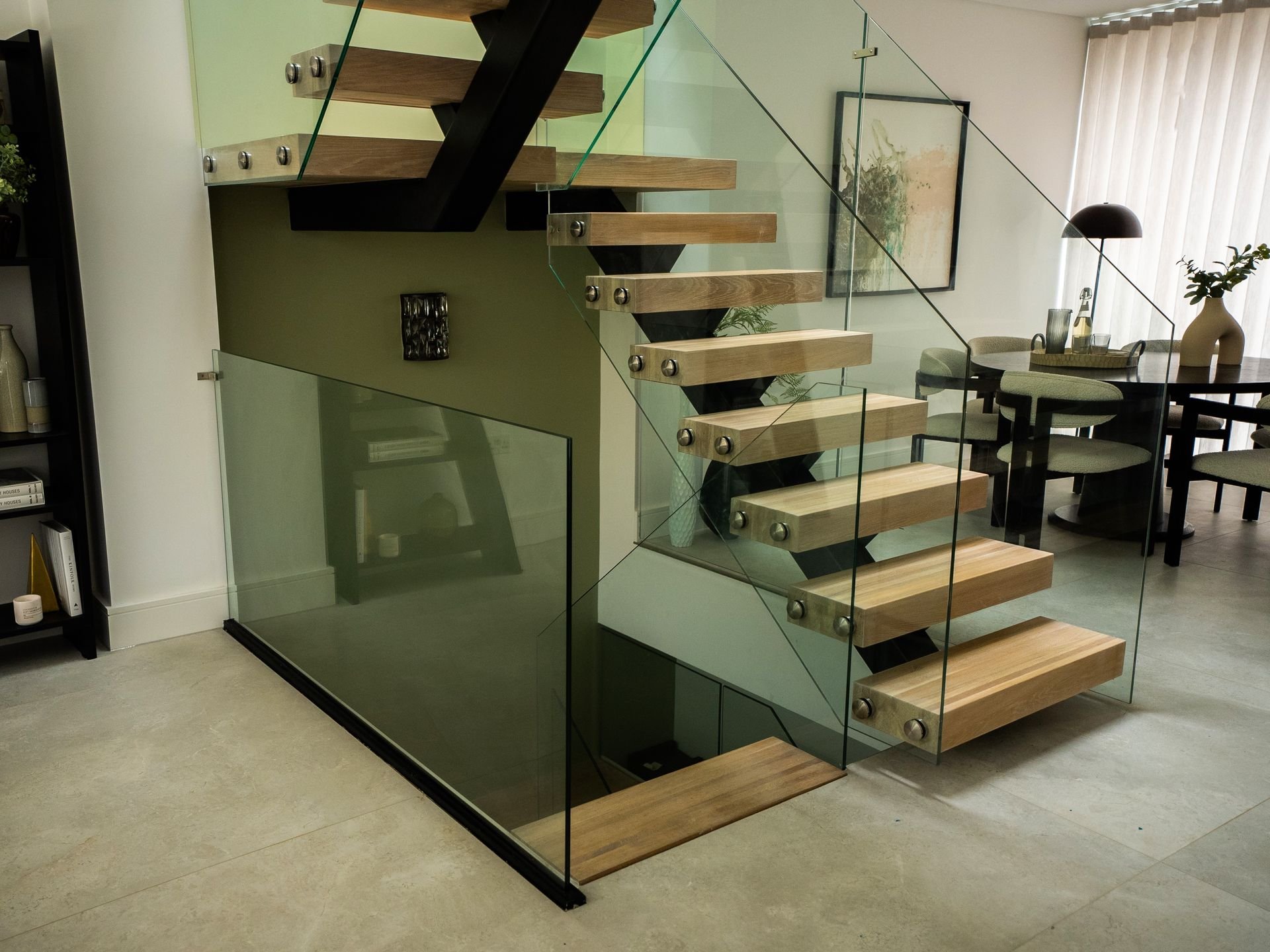 Sleek Floating Central Spine Staircase