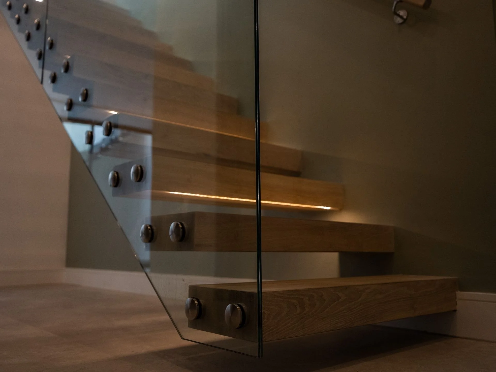 Straight Floating Staircase with LED Lights
