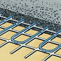ELEKTRA VCD35 in-slab electric floor heating cable installation diagram showing cables embedded in concrete slab