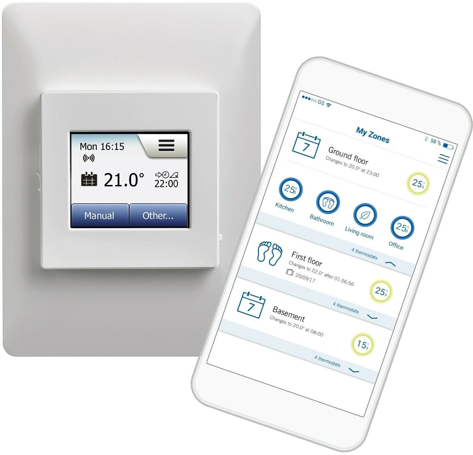 ELEKTRA floor heating thermostat with WiFi smartphone app control for zone temperature management