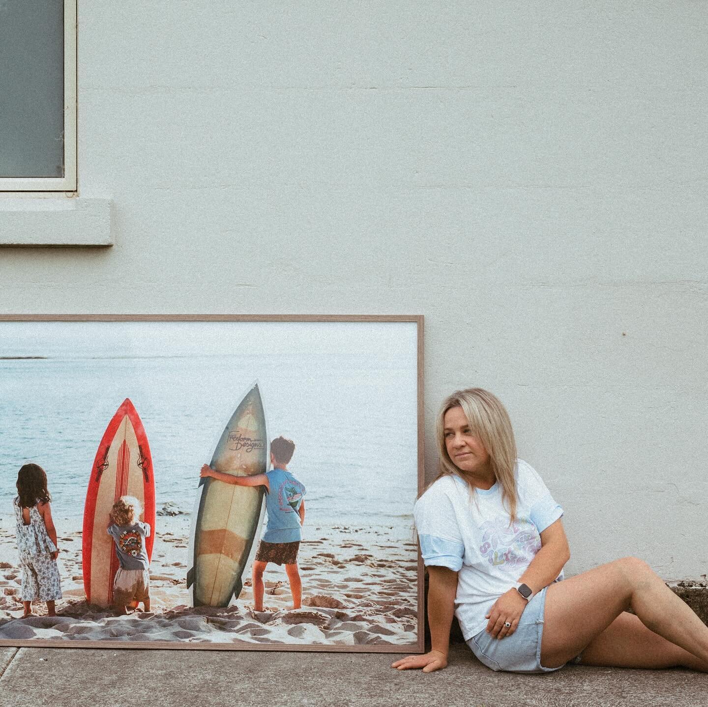 This beautiful fine art print is proudly hanging at @tideespressobar at Port MacDonnell. Three rad grommets and their boards, the offspring of Tide Espresso owners, Ash + Jenna 🏄🏼&zwj;♀️ 

I shot this on 35mm film and had it enlarged huuuuge at 102