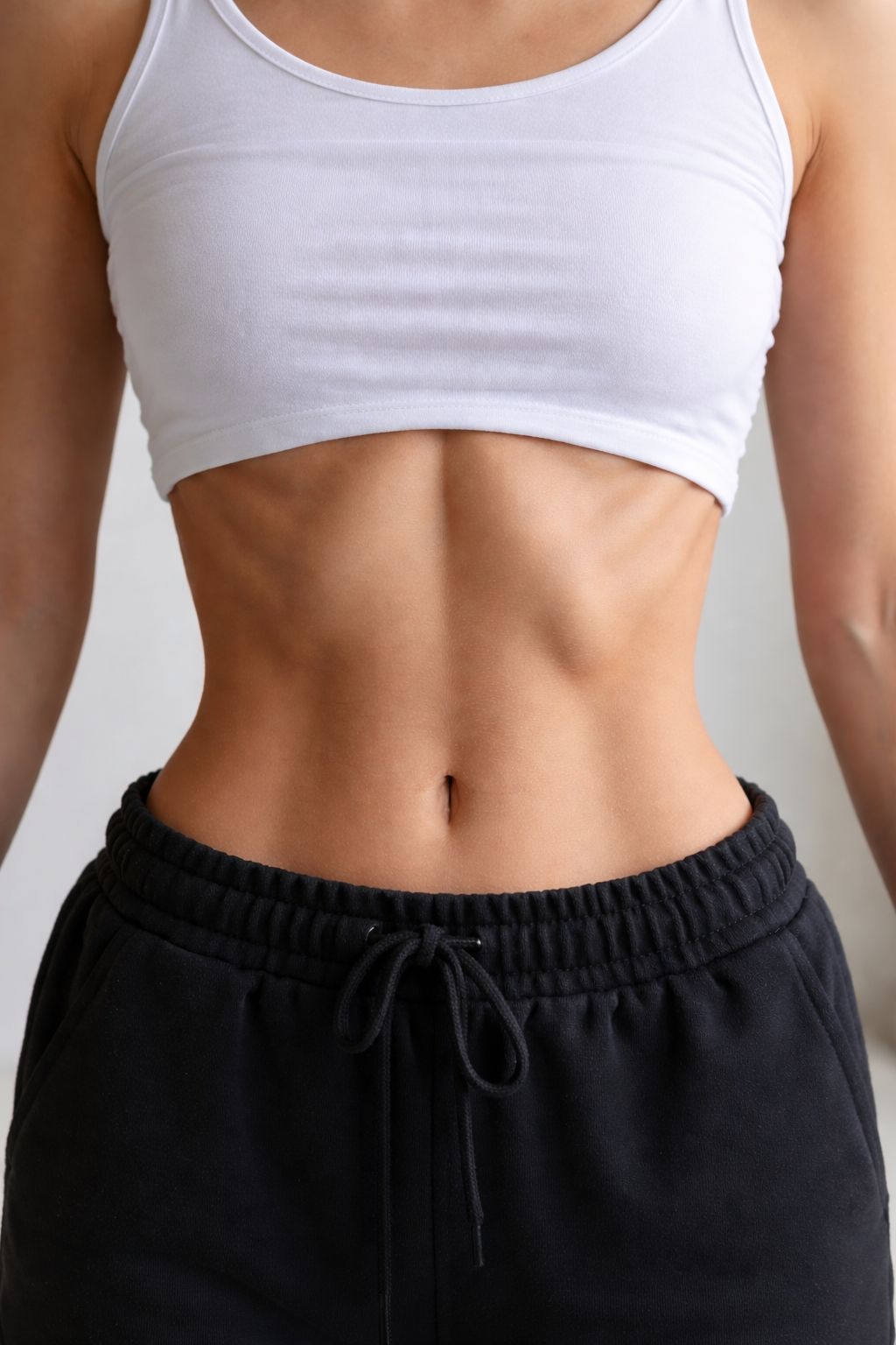 Visible lower rib protrusion in a front view, illustrating rib flare and its relation to whole-body alignment