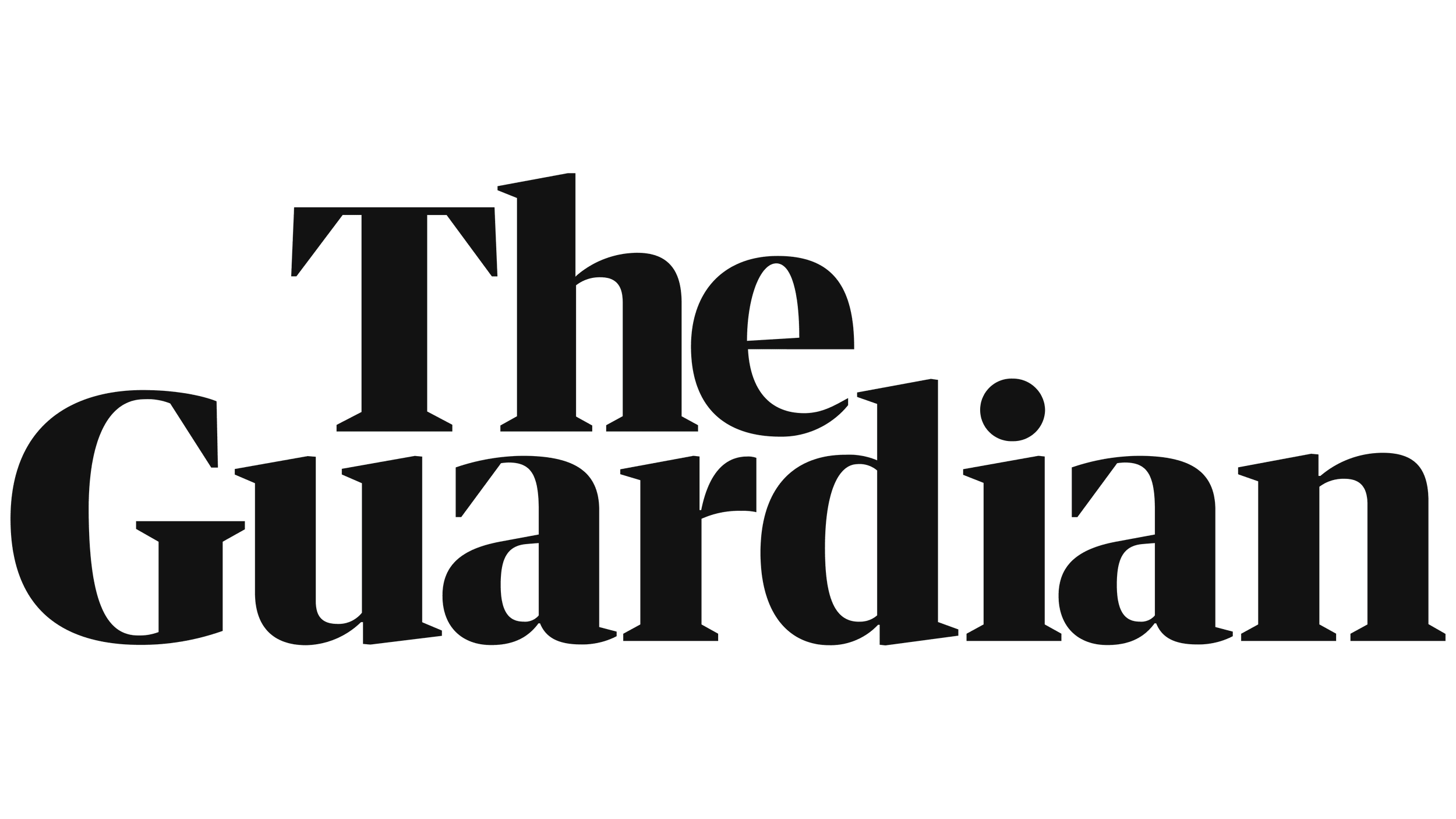 Logo of The Guardian with stylized black text on transparent background.