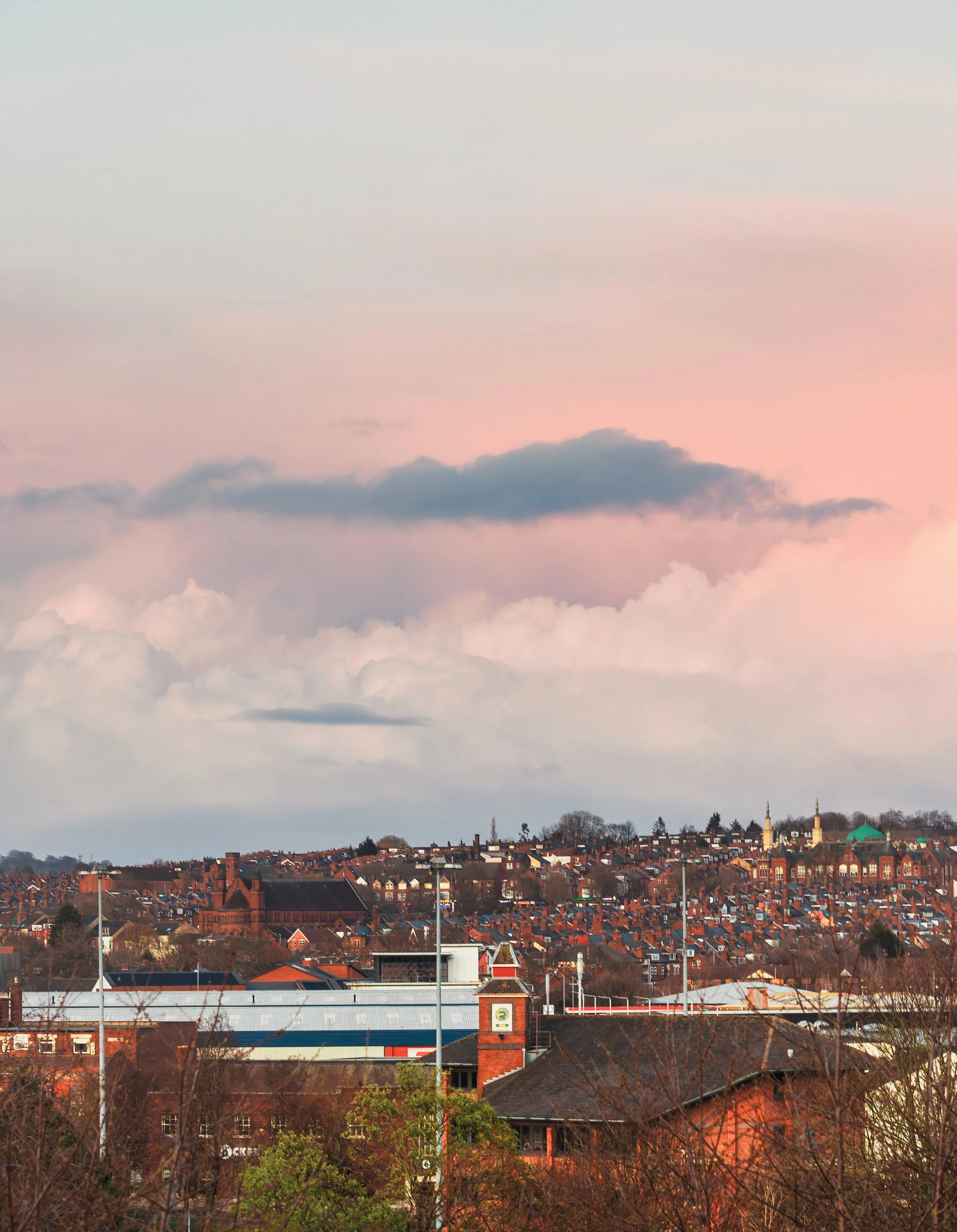 skyline of woodhouse and chapeltown in Leeds at sunset