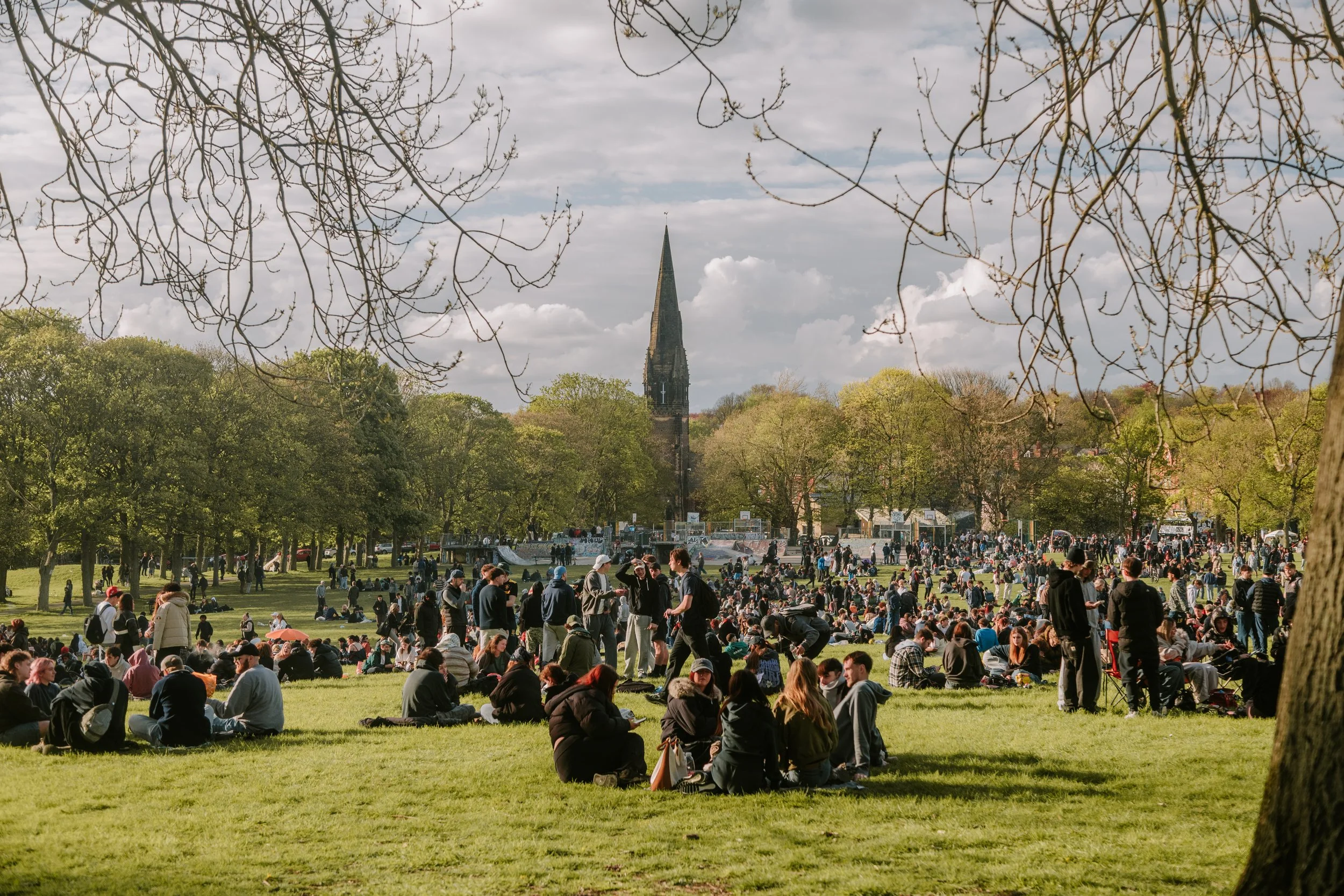 woodhouse moore in leeds filled with people on 4/20