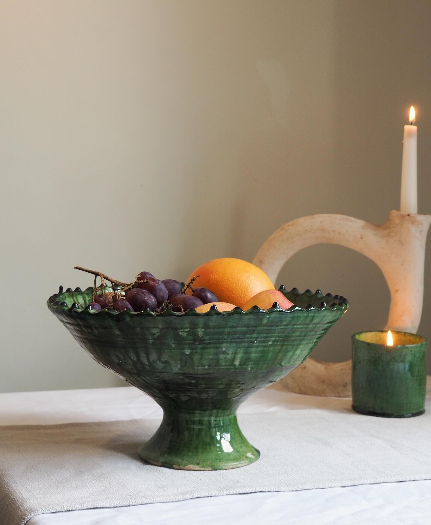 One of our favourites! 🌱 Introducing our Tamegroute pedestal bowls - arriving next week in a beautiful ochre glaze too! ✨