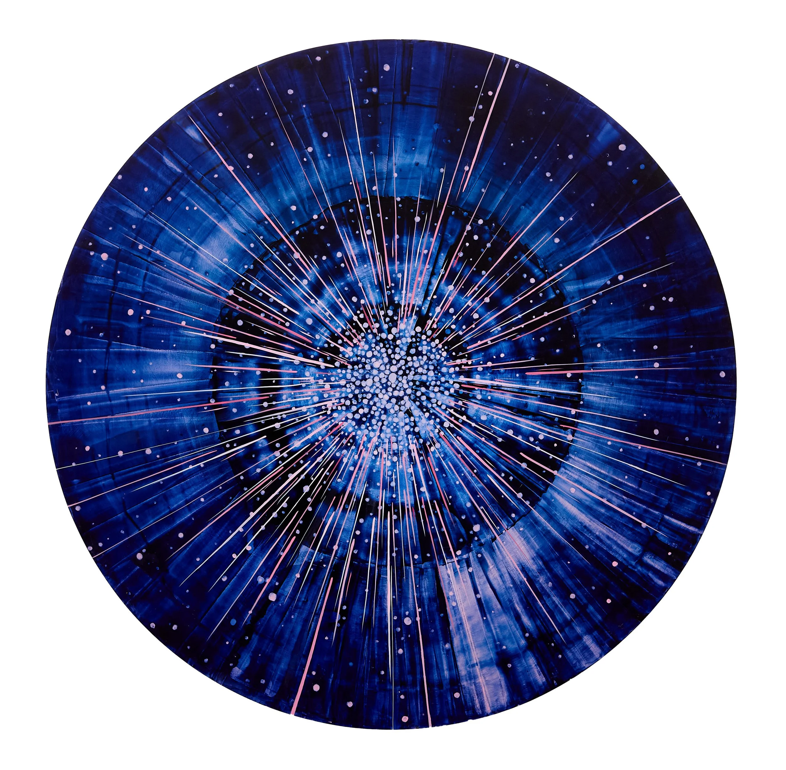  Amplification Cluster, 2024 Oil on panel 36 inch diameter 