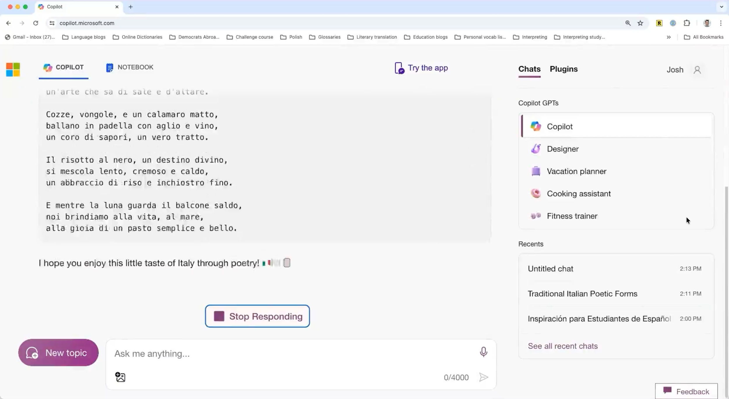 Turning favorite poems into personalized language study material