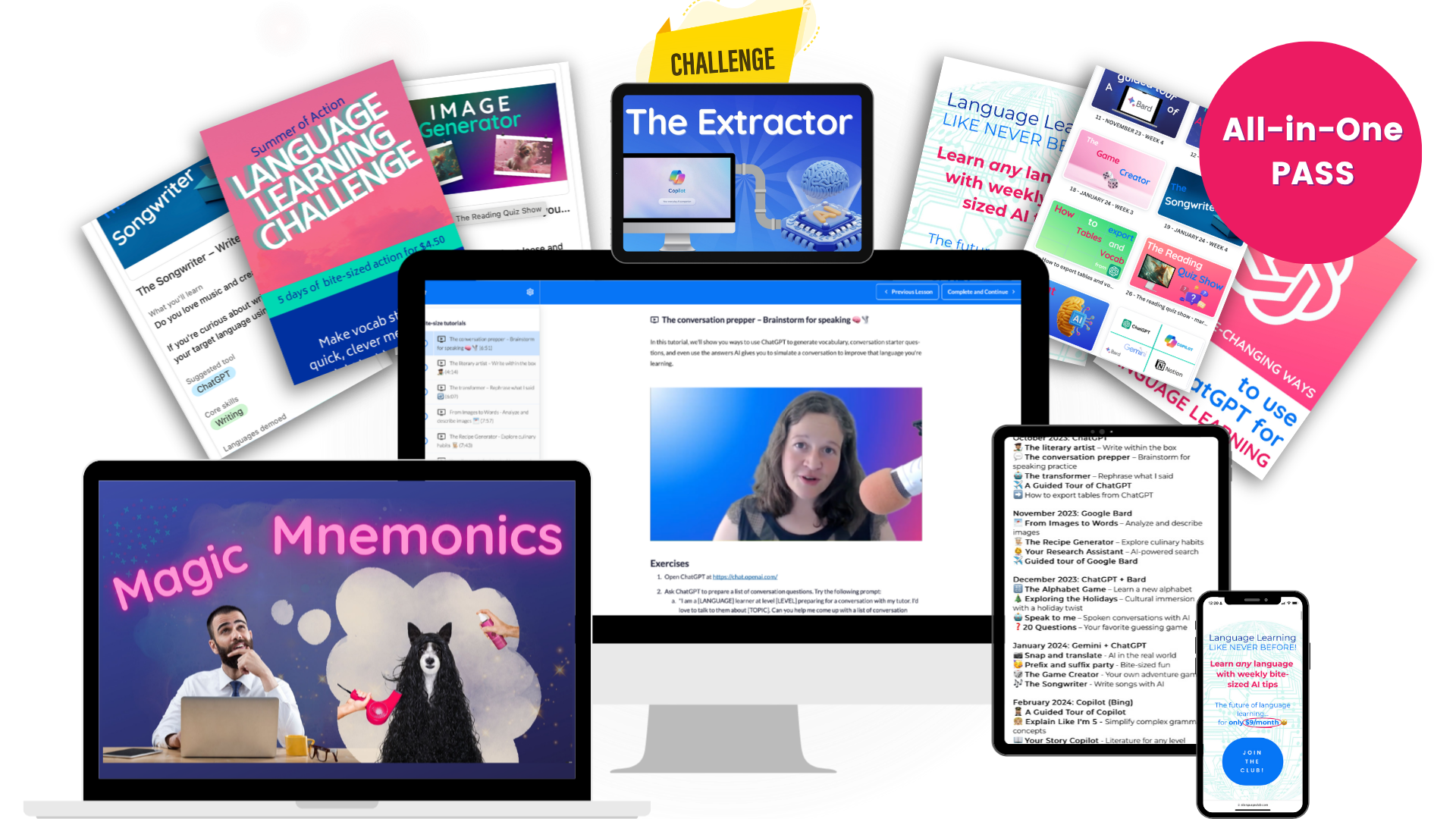 Grab your AI Language Club All-in-One Pass to access the future of language learning today.