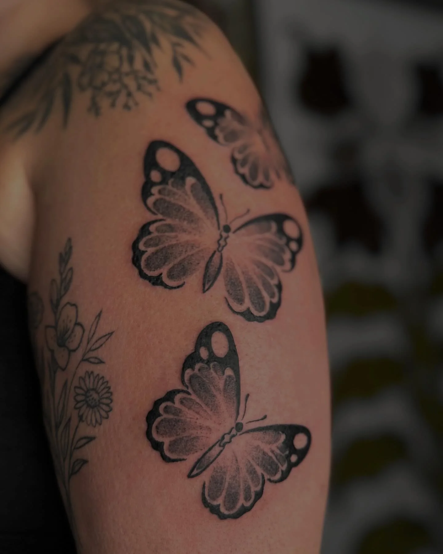 Floating butterflies 🦋 
&bull;
#tattoo #dotworktattoo #blacktattoo #butterfly #tattoos