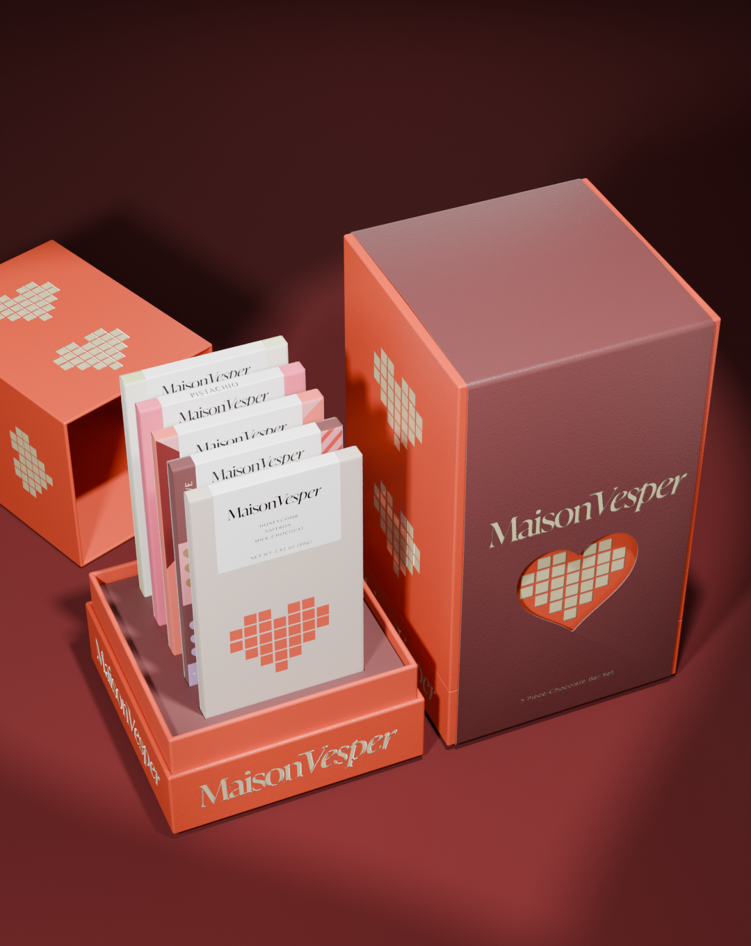 Custom Luxury 5-Piece Chocolate Bar Packaging