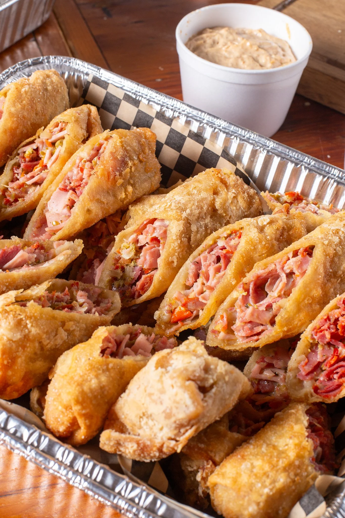 Muffuletta Egg Rolls