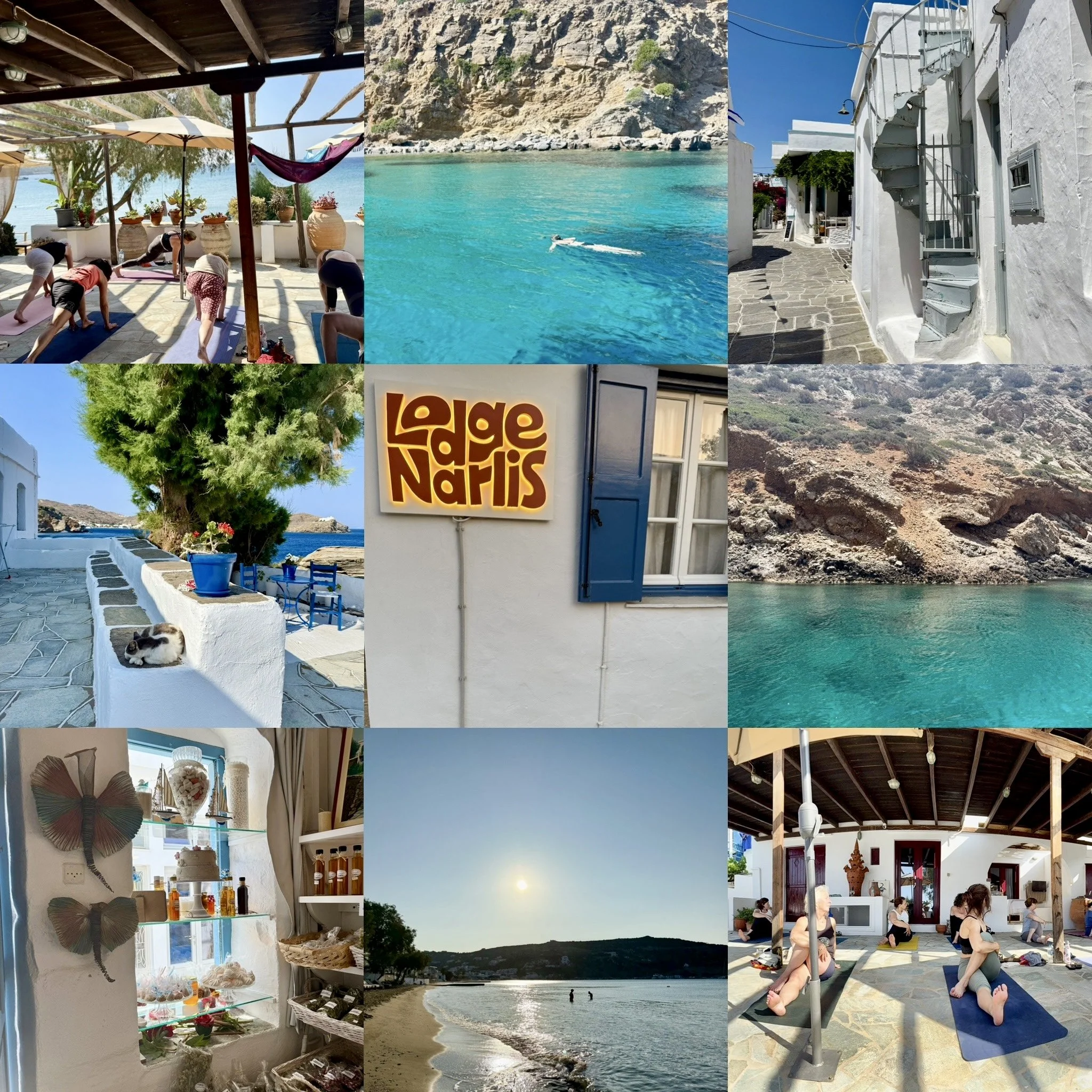 Retraite de yoga à Sifnos : yoga face à la mer, baignades turquoise, ruelles blanches et détente méditerranéenne. Juin 2026, offrez-vous une pause bien-être.