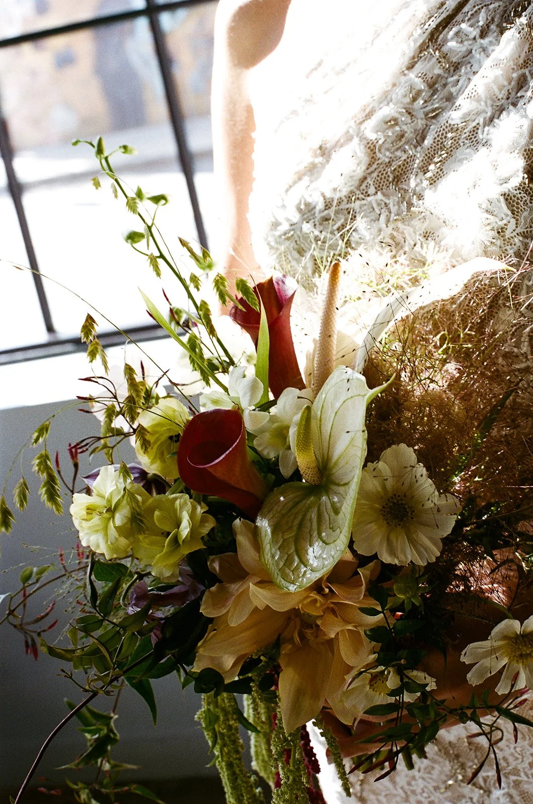 Unique, textural wedding bouquet