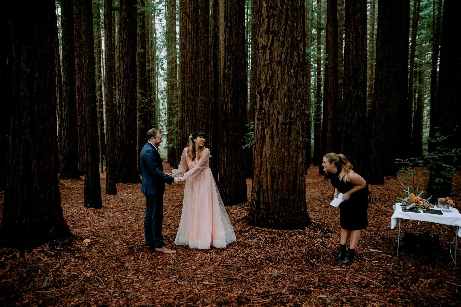 Marriage Celebrant Kayleigh officiating an elopement at the  Redwood Forest Warburton in country Victoria