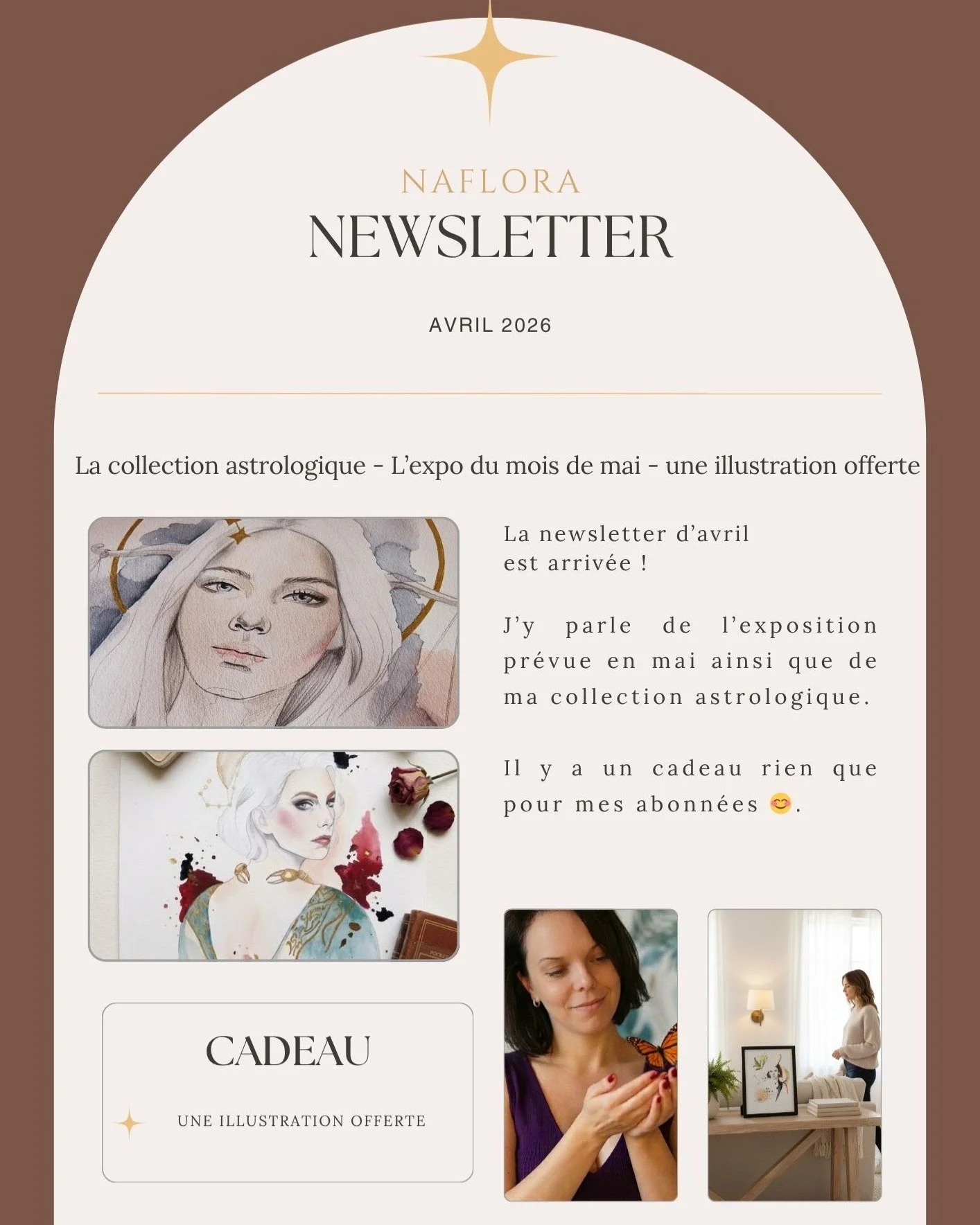 𝐍𝐄𝐖𝐒𝐋𝐄𝐓𝐓𝐄𝐑 𝐀𝐕𝐑𝐈𝐋 𝟐𝟎𝟐𝟔

Il est temps de t'abonner &agrave; la newsletter 💗.

Je t'y parle de ma future exposition ainsi que de la collection astrologique.
😲 Surprise, je t'offre une illustration que tu pourras imprimer sur le papi