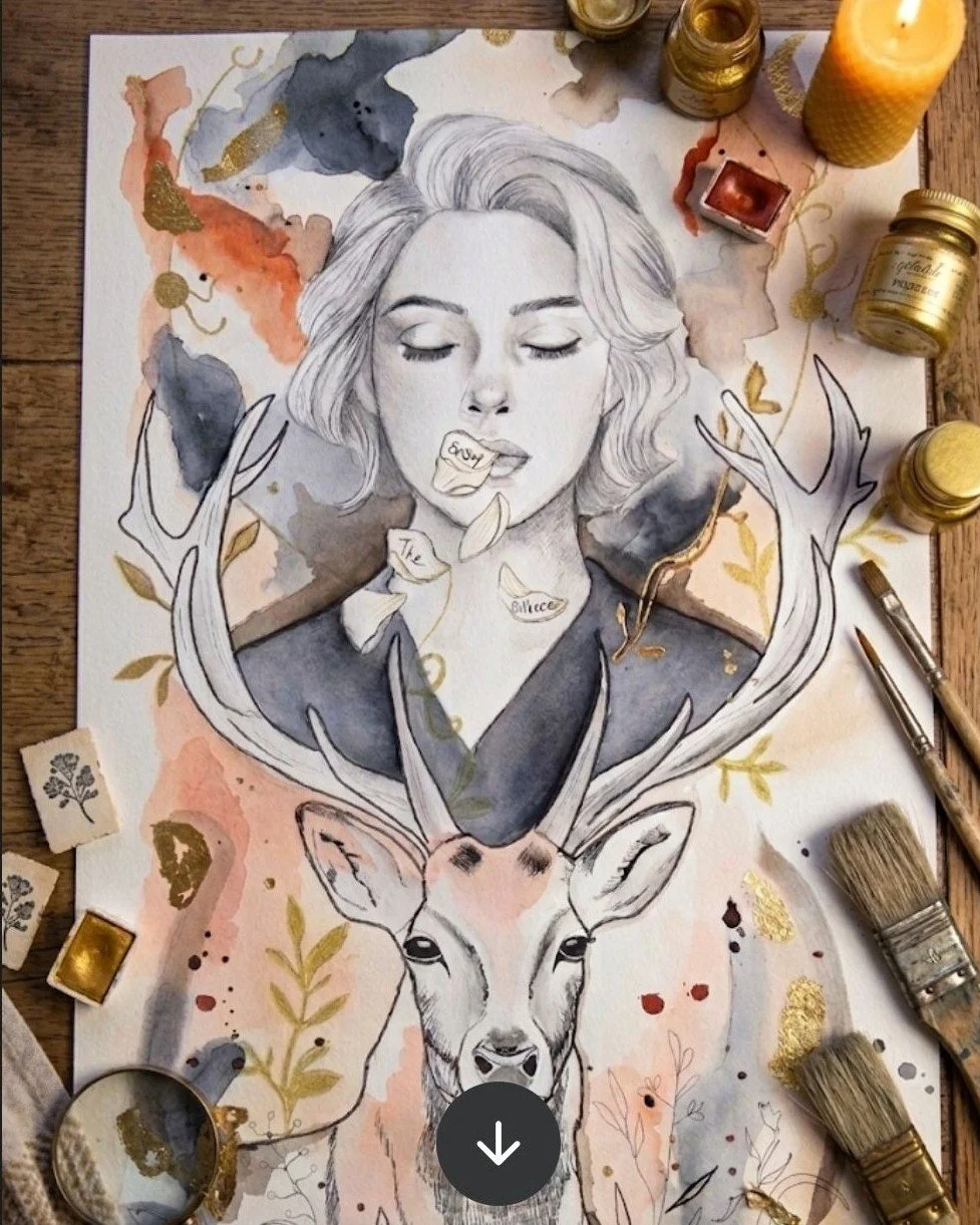 💗 Profondeur et S&eacute;r&eacute;nit&eacute; : 'Enjoy the Silence'

De la feuille d'or, de l'aquarelle et, bien s&ucirc;r, mes crayons.

Ce nouveau dessin je l'ai r&eacute;alis&eacute; en &eacute;coutant la chanson, du m&ecirc;me nom, de Depeche Mo