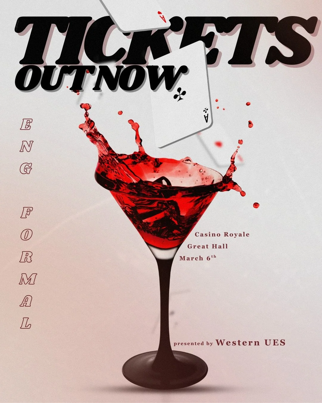 ENG FORMAL is almost here! Cheaper tickets, on campus, and only 300 tickets available!!

&spades;️ THIS YEAR'S THEME IS CASINO ROYALE
🎟️ TICKETS AVAILABLE NOW IN BIO
💸 $35 compared to $50 last year
🗓️ SAVE THE DATE: March 6th, 5:30 - 11 PM