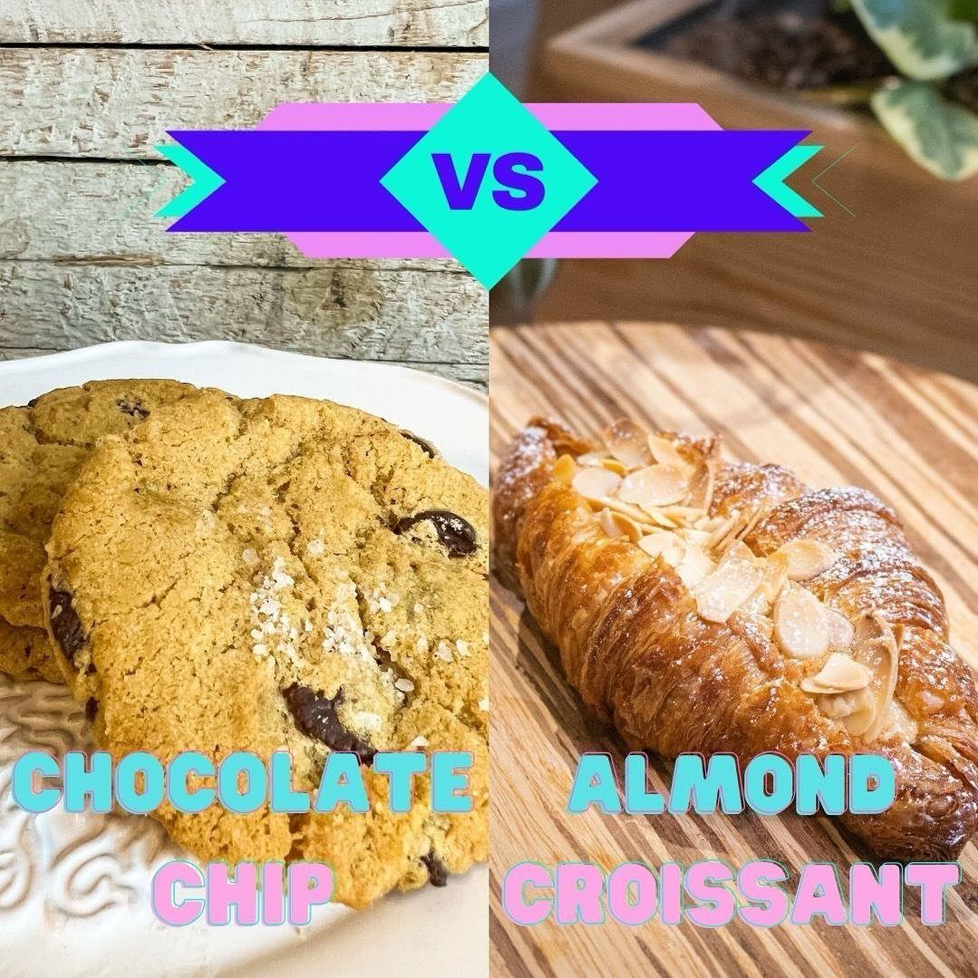 Sorry for the delay in the last round, technical difficulties! Our last semi final round is Chocolate Chip Cookie vs Almond Croissant. Which will go up against the Kouign Amann in the final round? Head to our stories to vote!