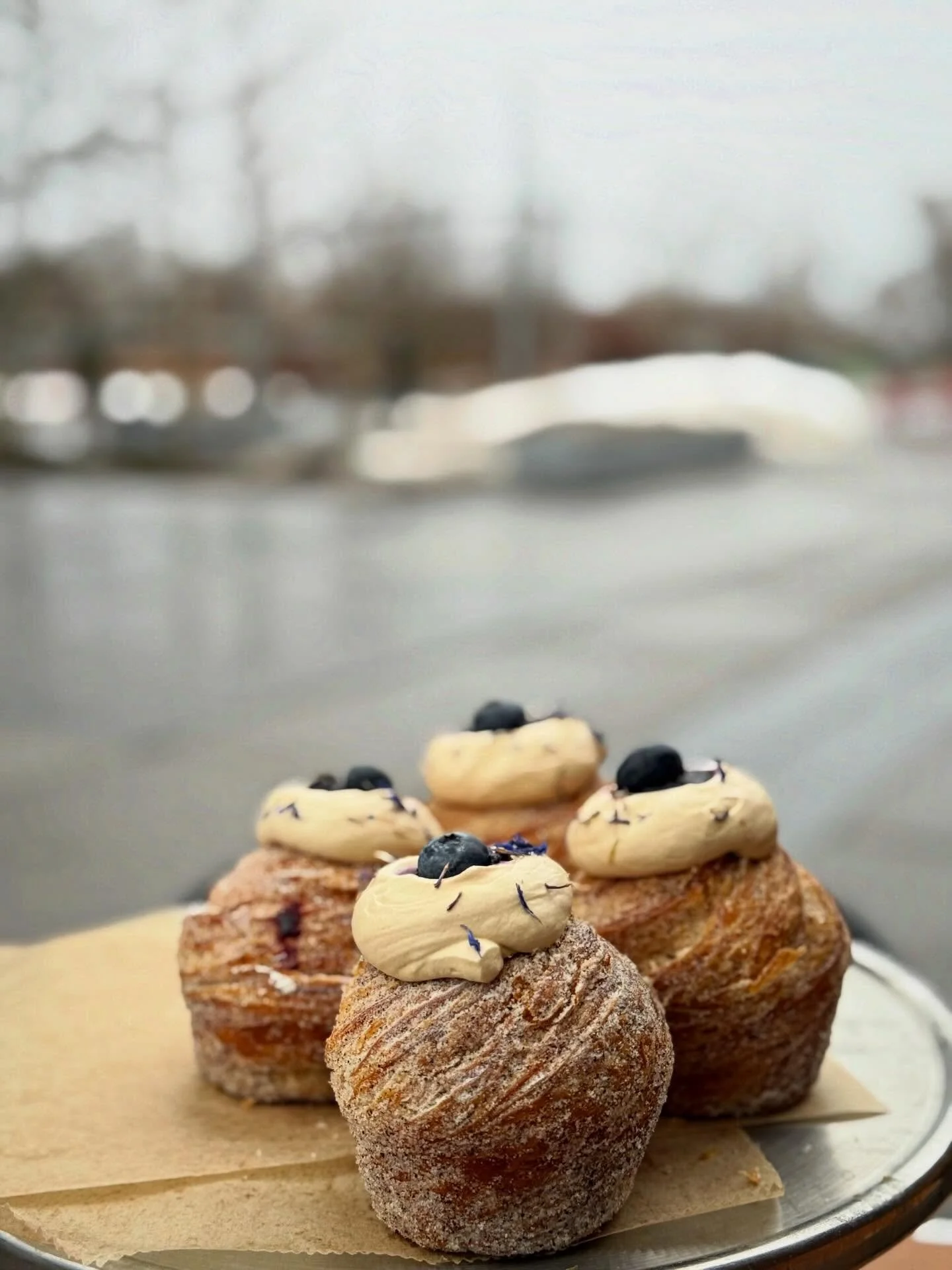 When the cruffins match the weather, it seems meant to be! Earl Grey (day) and Blueberry cruffins available weekends. What&rsquo;s your dream cruffin filling?