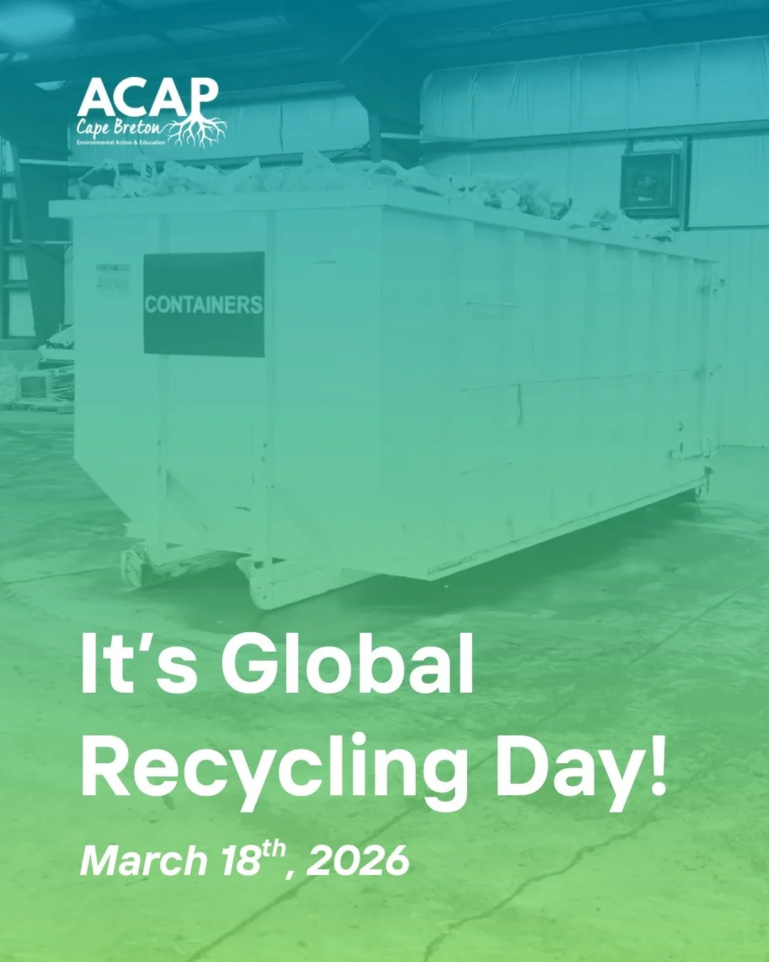 Today is Global Recycling Day! 🌏♻

🧐 Did you know? As a nation, Canada recycles only 9% of it's plastic waste.

The best way for Canadian citizens to help improve our national recycling problem is to reduce plastic consumption as much as possible, 