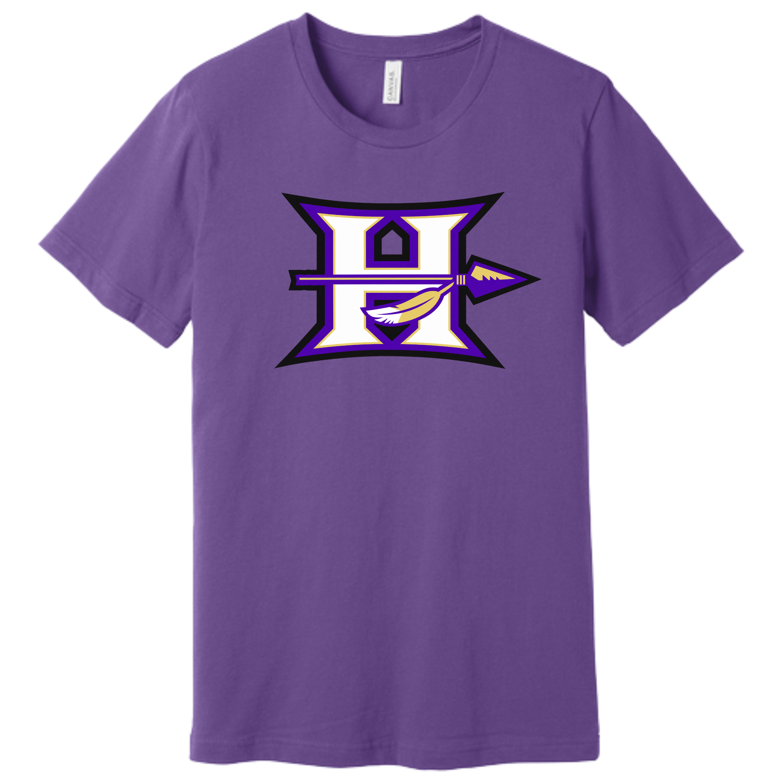 Hallsville Indians Football t-shirt, purple with Design 2 H spear logo - custom printed by McNail Creative Co, Centralia MO