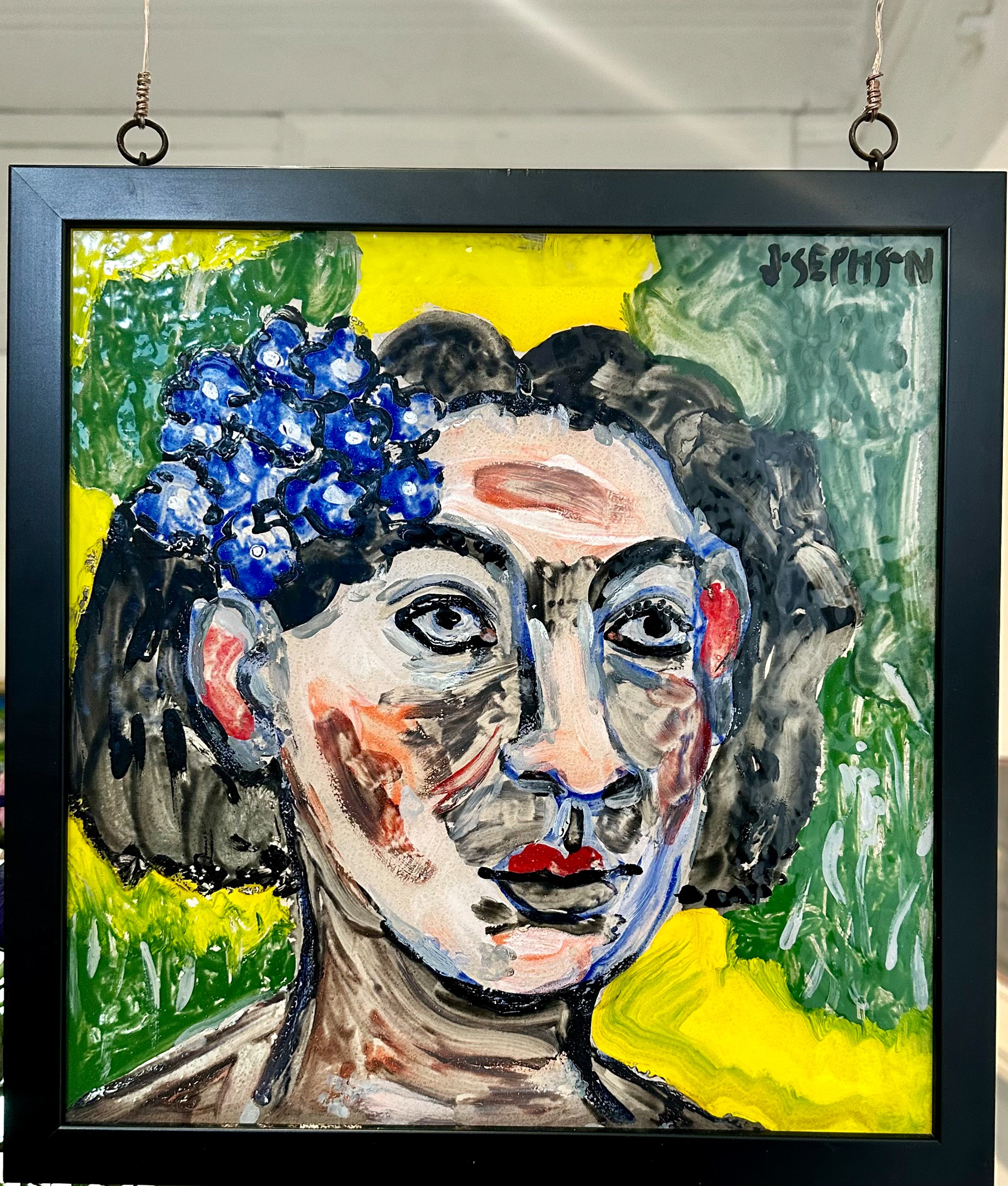 "The Lucky One"|
glass paint on glass|
2004|
12 x 12 inches|
Courtesy Russo Lee Gallery