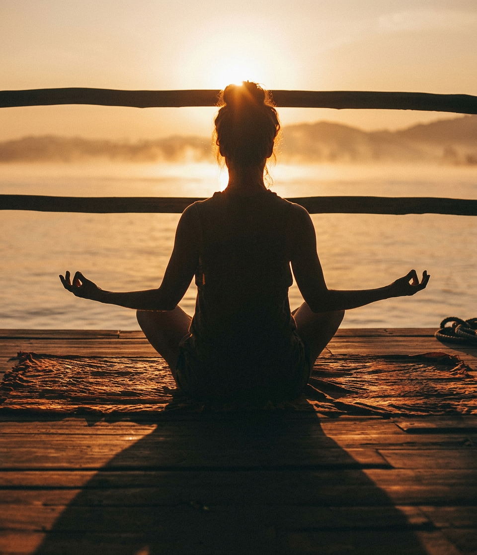 Woman meditating for stress and nervous system support