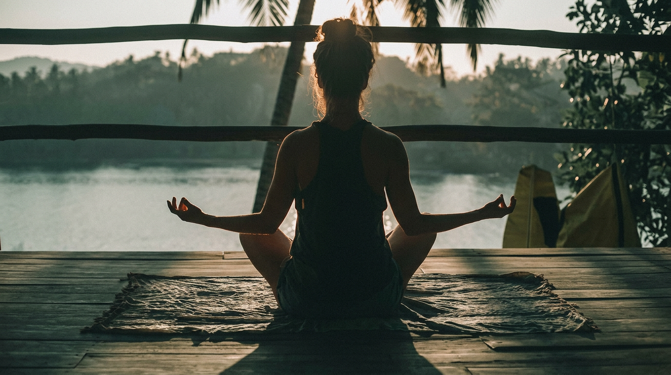 Woman meditating for stress and nervous system support