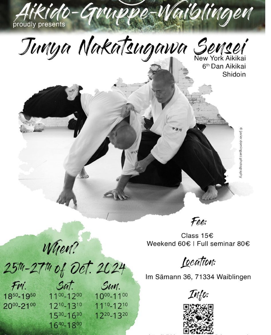 Mark your calendars! A seminar in October with Junya Nakatsugawa in Germany. Sponsored by one of our very well-loved deshis, Felix. Check out link found in our bio for more info.
