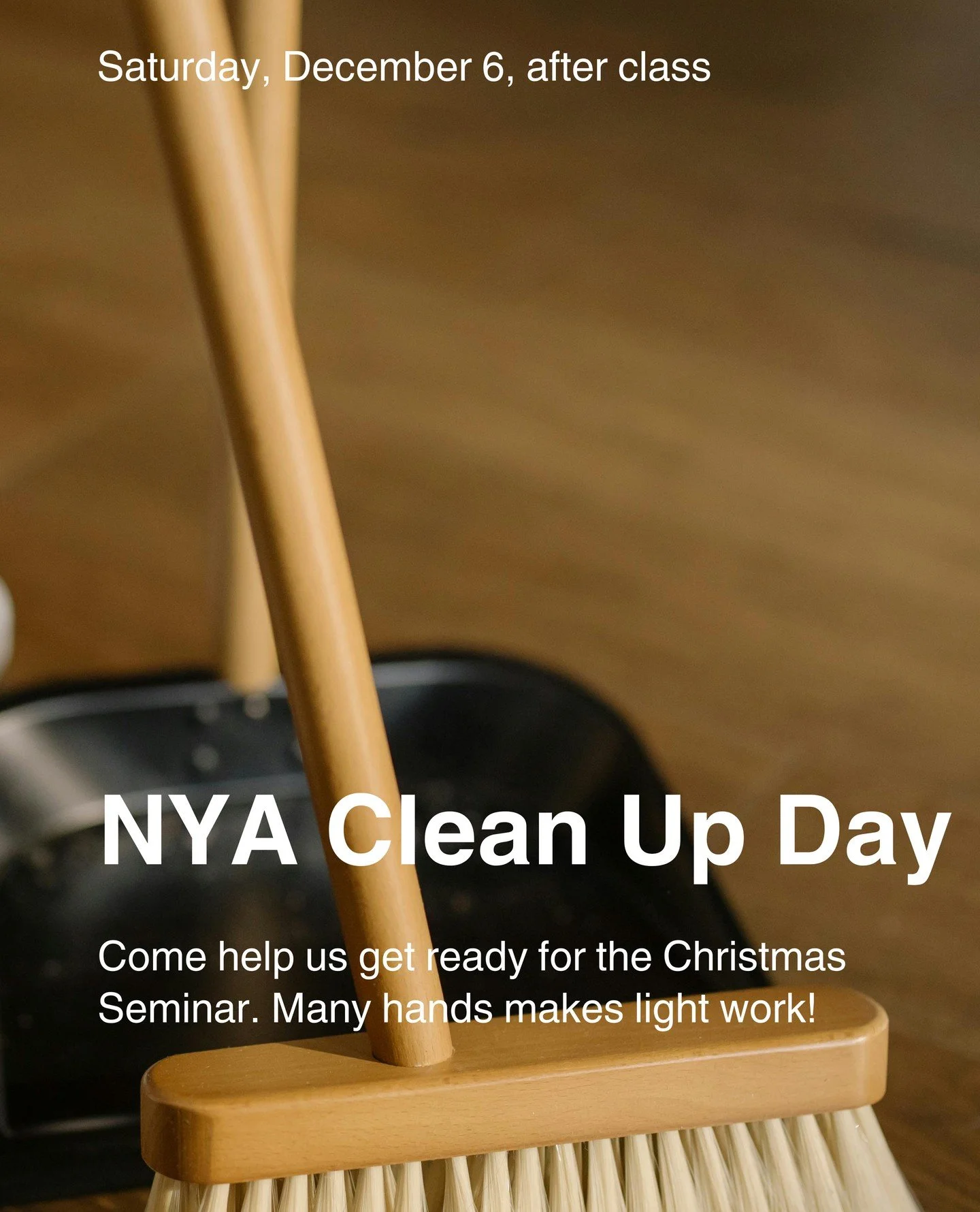 See you tomorrow at our student-wide clean-up day after Steve Sensei's class. We'll be deep cleaning mats, the walls and the fans as we get ready for the Christmas Seminar (btw have you registered yet?!)