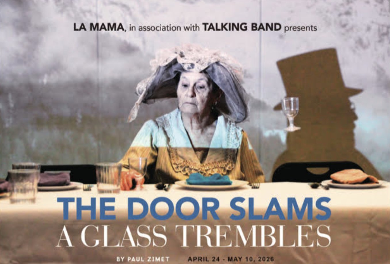 Make sure to check out the new play by our own Paul Zimet, with Tina Shepherd as one of the featured cast members. Link in bio for tickets. ⁠
⁠
La MaMa in association with Talking Band, presents A Door Slams, The Glass Trembles, written and directed 
