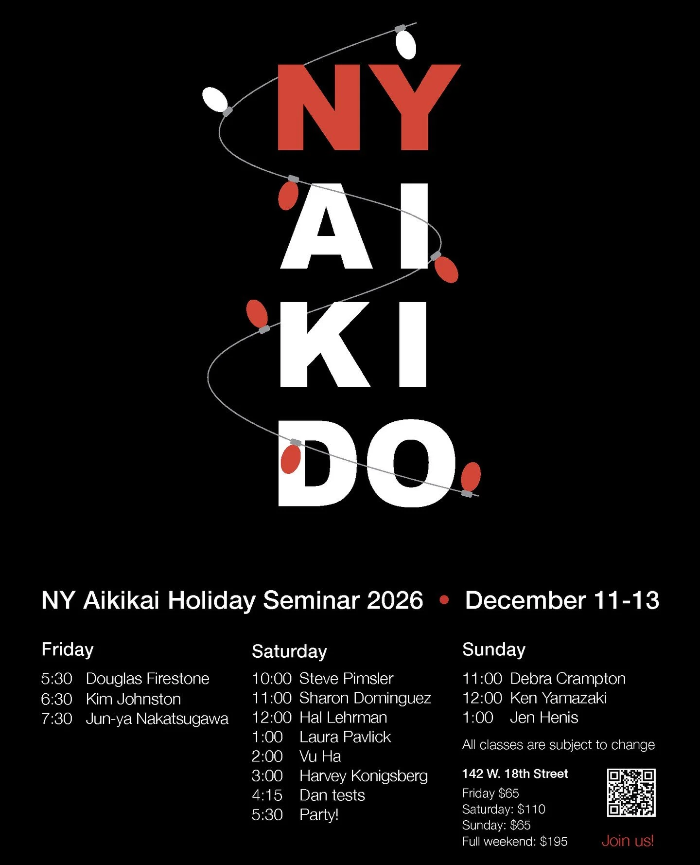 Christmas time in New York City. The tree at Rockefeller Center. The Rockettes at Radio City Music Hall. Macy&rsquo;s festive windows. Skating in Central Park and hot chocolate at Serendipity.⁠
⁠
And the holiday seminar at the New York Aikikai. ⁠
⁠
W