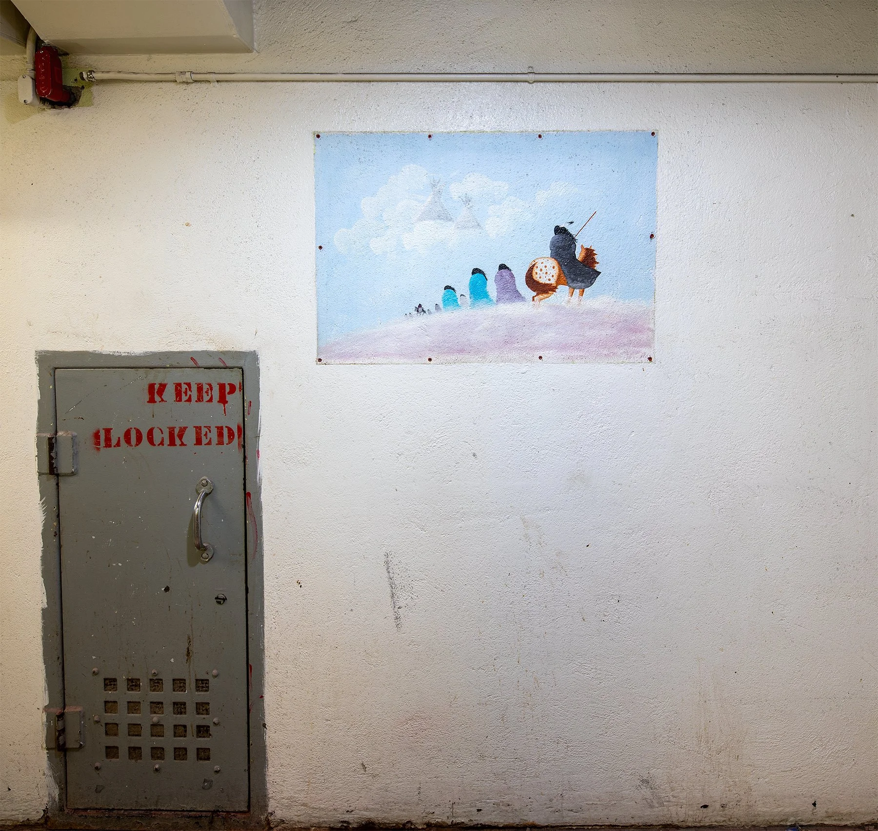 Burgess Roye Jailhouse Art in the abandoned Garfield County, Oklahoma, Jail in Enid Oklahoma.