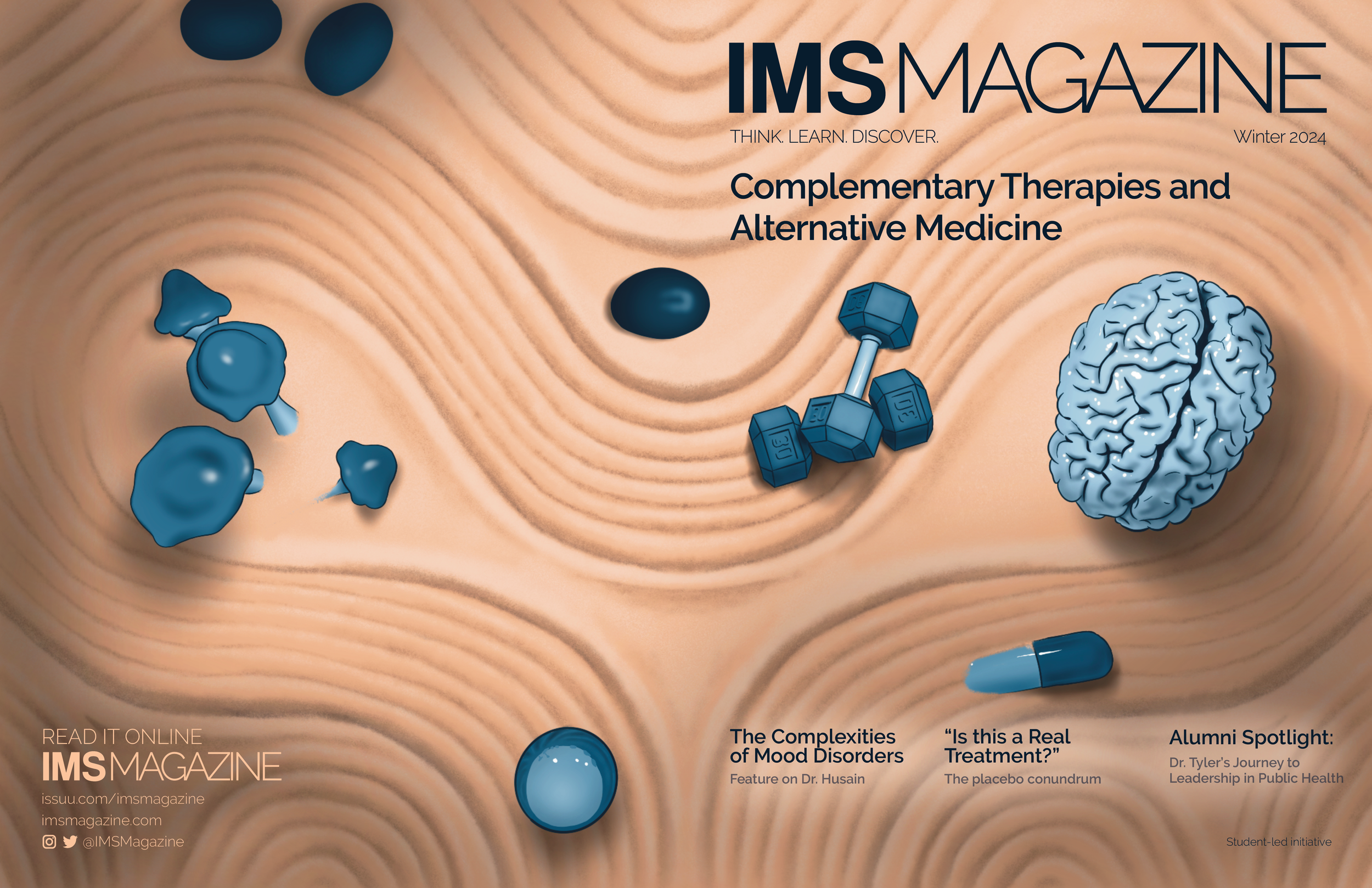 Institute of Medical Science (IMS) Magazine cover for the Winter 2024 Issue on complementary therapies and alternative medicine.