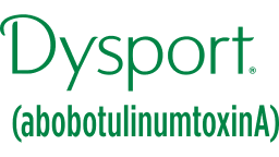 Logo with the text "Dysport" and the chemical abbreviation "(abobotulinumtoxinA)" underneath