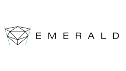 Logo of Emerald, featuring a geometric gem shape and the word 'Emerald' in black text.