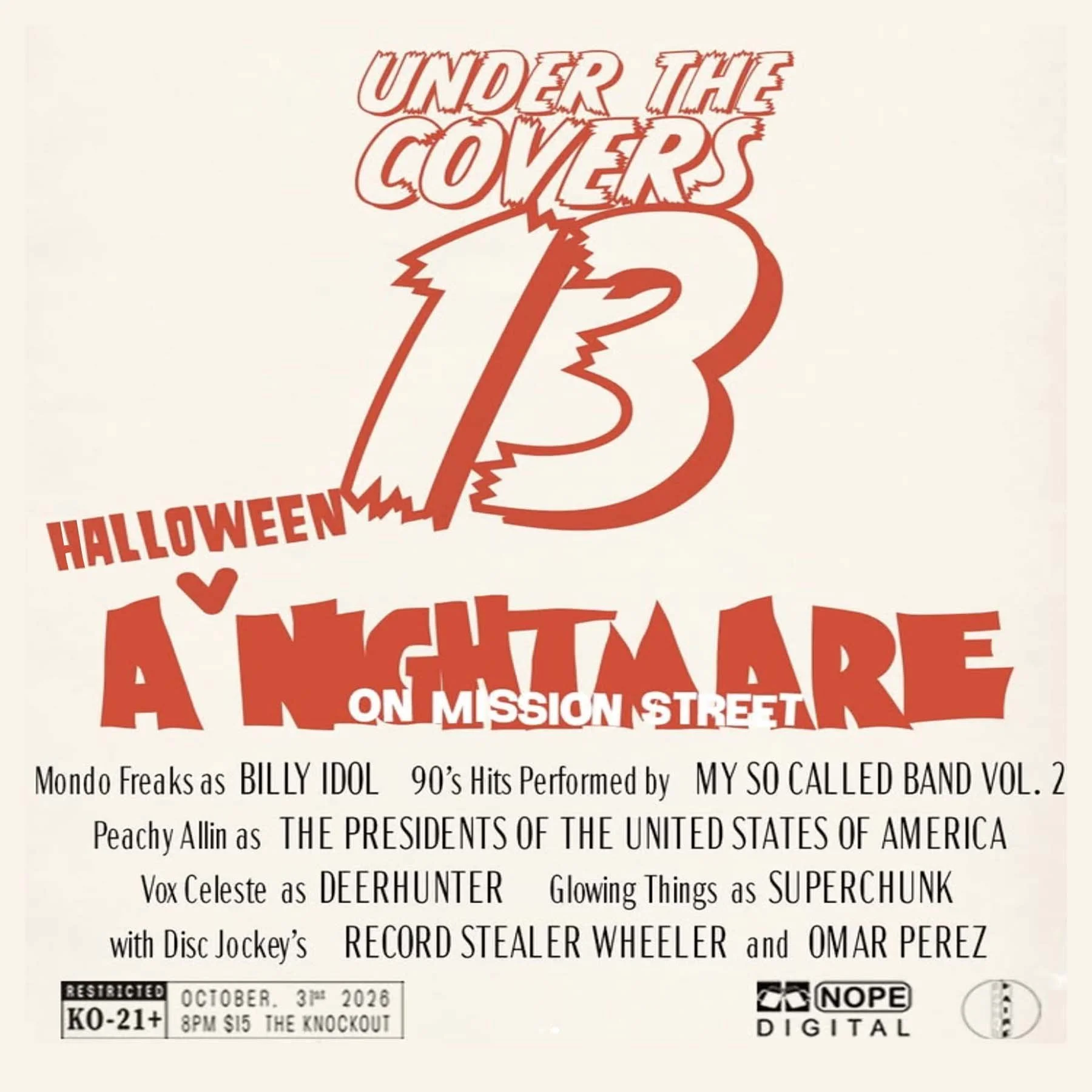 UNDER THE COVERS 13th ANNUAL HALLOWEEN SHOW (8PM - CLOSE)