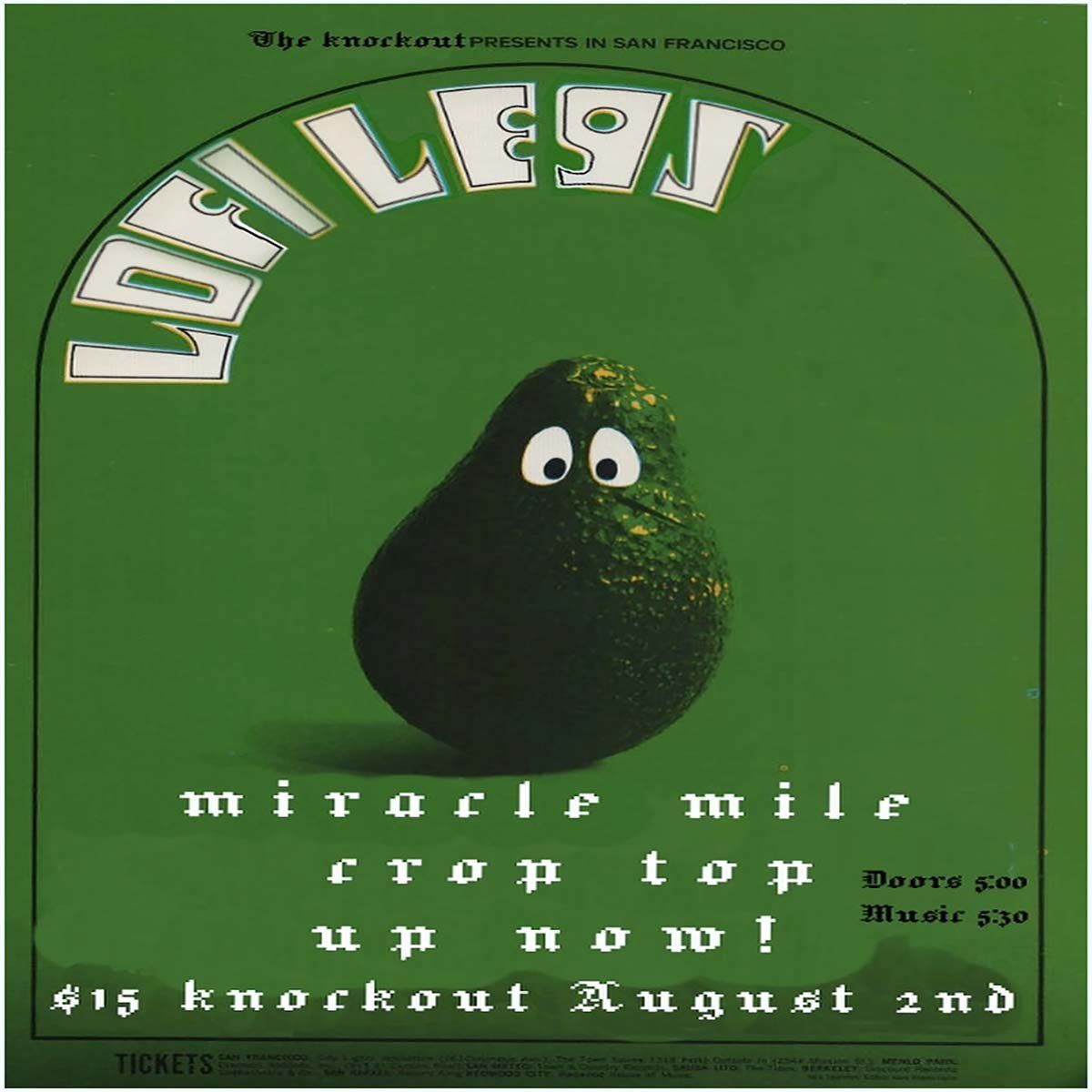 SATURDAY MATINEE SHOW : LO FI LEGS, MIRACLE MILE, CROP TOP, UP NOW!